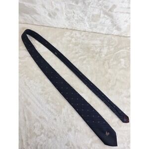 Via Re Mens Navy Blue Knight Horseback Embroidered Geometric Pin Dot Necktie